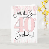 Carte Pretty in Pink pour les 40 ans (Fleur jaune)