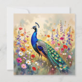 Carte Pretty Peacock in Floral Meadow (Devant)