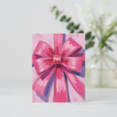 Carte Pretty Pink Bow Ribbon Watercolor Card (Debout devant)