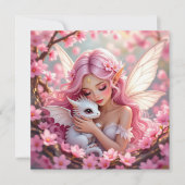 Carte Pretty Pink Elven Fairy & Dragon Blank (Devant)