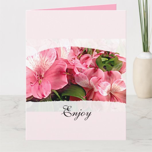 Carte Pretty Pink Flower Folded Greeting Card (Devant)