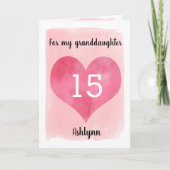 Carte Pretty Pink Heart 15th Birthday Granddaughter (Devant)