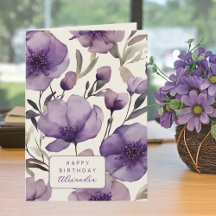 Pretty Purple Pansies Custom Name Birthday