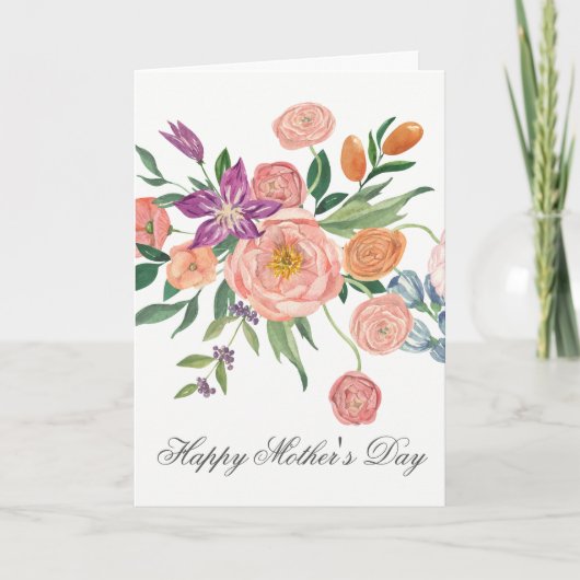 Carte Pretty Watercolor Florals Mothers Day Card (Devant)
