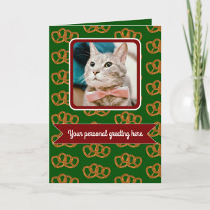 Carte Pretzel voeux de vacances motif - votre photo & te