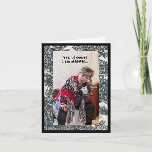 Carte Preuve humoristique Je suis athlétique (Devant)