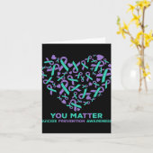 Carte Prévention du suicide Sensibilisation Coeur Ruban  (Fleur jaune)