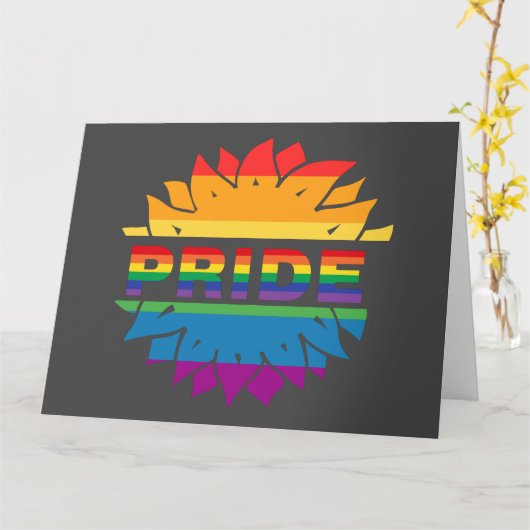 Carte Pride-gay lgbtq queer arc-en-ciel tournesol (Fleur jaune)