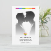 Carte Pride Rainbow Heart LGBT Gay Wedding Simple Photo (Debout devant)