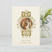 Carte Prière Angelus, Mariage catholique d'or (Debout devant)