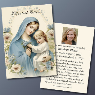 Carte Prière commémorative catholique Marie et Jésus