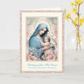 Carte Prière d'amitié religieuse Béni Marie et Jésus (Fleur jaune)