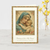 Carte Prière d'amitié religieuse Béni Marie et Jésus (Fleur jaune)