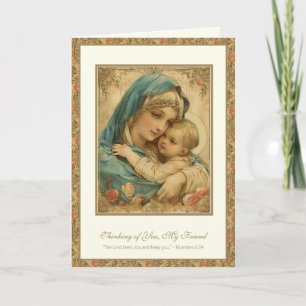 Carte Prière d'amitié religieuse Marie et Jésus bénis