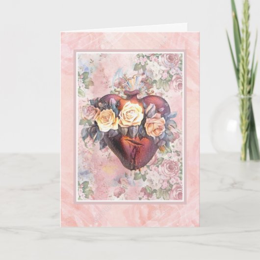 Carte Prière d'amitié religieuse Vierge Marie Coeur (Devant)