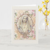 Carte Prière d'amitié religieuse Vierge Marie Vintage (Fleur jaune)