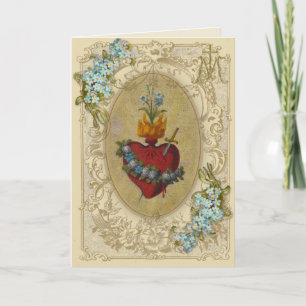 Carte Prière d'amitié religieuse Vierge Marie Vintage