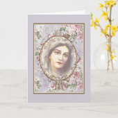 Carte Prière d'amitié religieuse Vierge Marie Vintage C (Fleur jaune)
