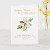 Carte Prière d'anniversaire catholique devant un crucifi (Fleur jaune)