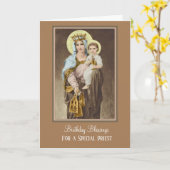 Carte Prière d'anniversaire de prêtre catholique de (Fleur jaune)