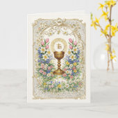 Carte Prière d'anniversaire Eucharistie Écriture Prêtre (Fleur jaune)