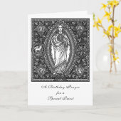 Carte Prière d'anniversaire Prêtre catholique du Sacré-C (Fleur jaune)