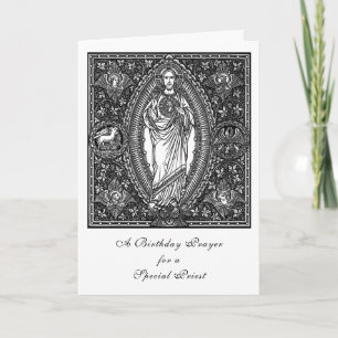 Carte Prière d'anniversaire Prêtre catholique Sacré-Cœur