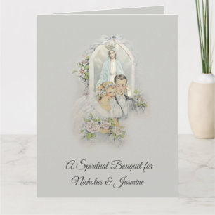 Carte Prière de bouquet spirituel de mariée et de marié