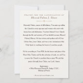 Carte Prière de canonisation de Fulton Sheen (Dos)