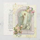 Carte Prière de Pâques religieuse catholique de Résurrec (Devant / Derrière)