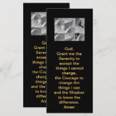 Carte Prière de sérénité Design géométrique blanc et noi (Devant / Derrière)