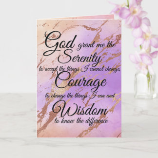 Carte Prière de sérénité sur rose, or, or rose retour Ca