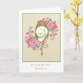 Carte Prière du prêtre Saint Padre Pio Rosaire Rose (Fleur jaune)