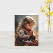 Carte Prière enfant vierge Thanksgiving (Fleur jaune)