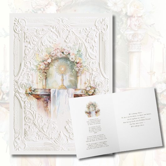Carte Prière Eucharistique Catholique d'Aquarelle