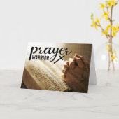Carte PRIÈRE GUERRIER prier mains Bible Croix chrétienne (Fleur jaune)