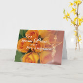 Carte Prière Nouvelle affectation Croix Roses Jaunes (Fleur jaune)