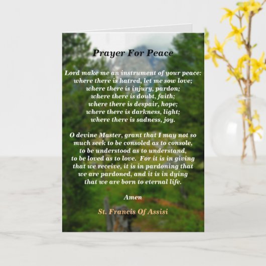 Carte Prière pour la paix (Fleur jaune)