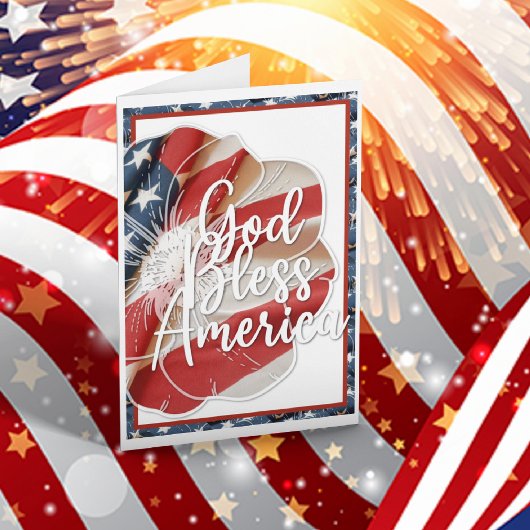 Carte Prière pour l'Amérique USA DRAPEAU ROUGE BLANC BLE
