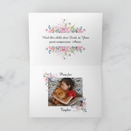 Carte Prière pour les enfants atteints de cancer (Intérieur)