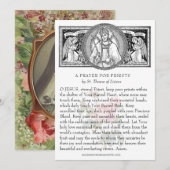 Carte Prière pour les prêtres catholiques St. Therese (Devant / Derrière)