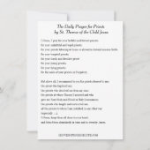 Carte Prière quotidienne pour les prêtres par St.Therese (Dos)