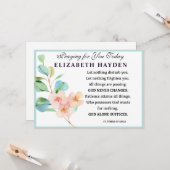 Carte Prière religieuse florale de saint Teresa (Devant/Arrière en situation)