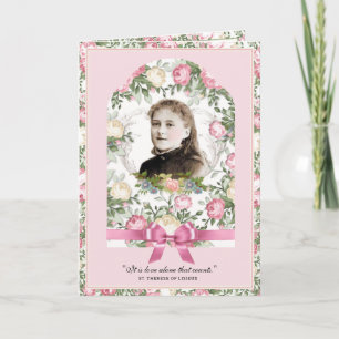 Carte Prière religieuse St. Therese Vintage rose Roses