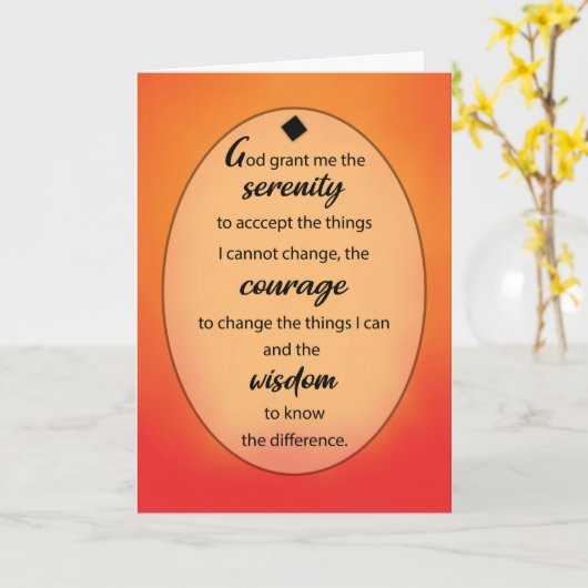 Carte Prière Sérénité Anniversaire 12 Étape Récupération (Fleur jaune)