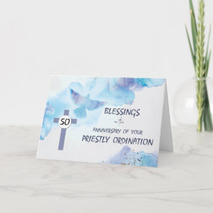 Carte Priest 50ème Ordination Anniversaire Bénédictions 