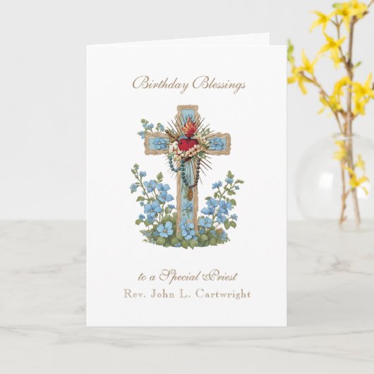 Carte Priest Birthday Blessings (Fleur jaune)