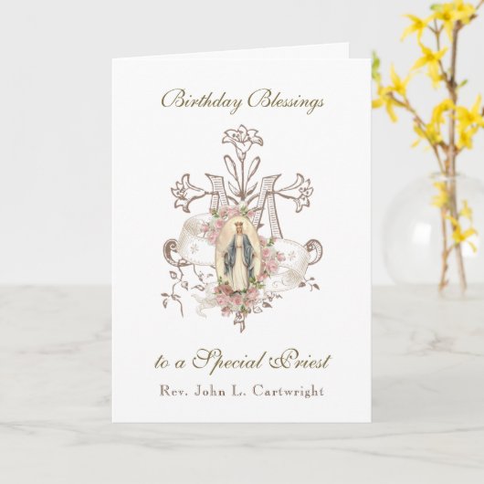 Carte Priest Birthday Blessings (Fleur jaune)