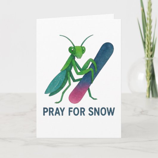 Carte Priez pour le snowboard neige prier mante hiver (Devant)