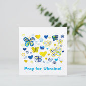 Carte Priez pour l'Ukraine ! Papillons et coeur aquarell (Debout devant)